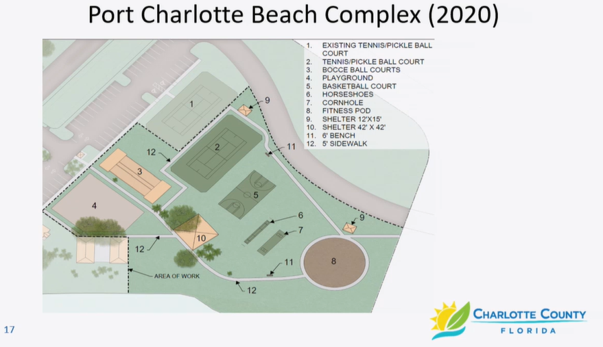 Beach Park rendering shaded portion where new amenities wilil be